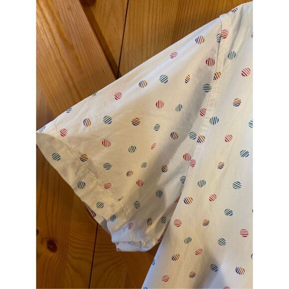 MBX Premium Goods Shirt Mens Large White Circle Print Button Short Sleeve Pocket - Picture 3 of 7